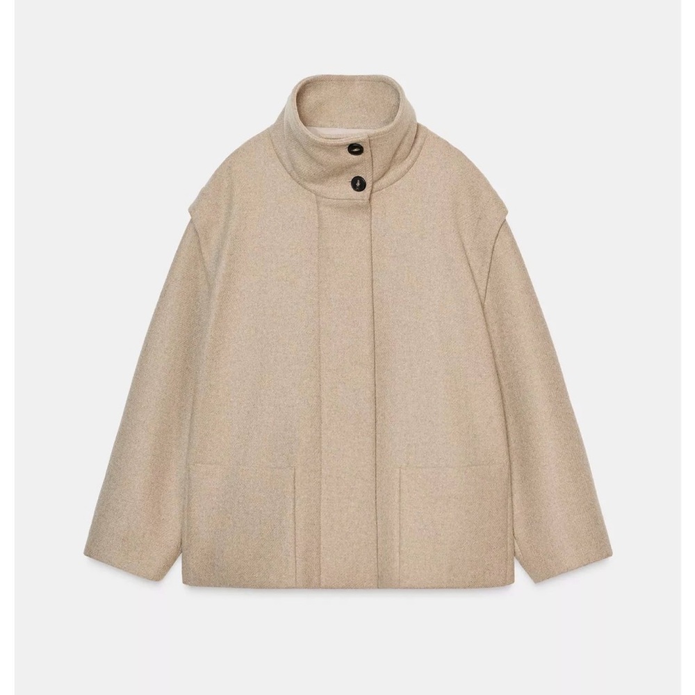 Beautiful stylish Zara Short Wool Coat with High Neck